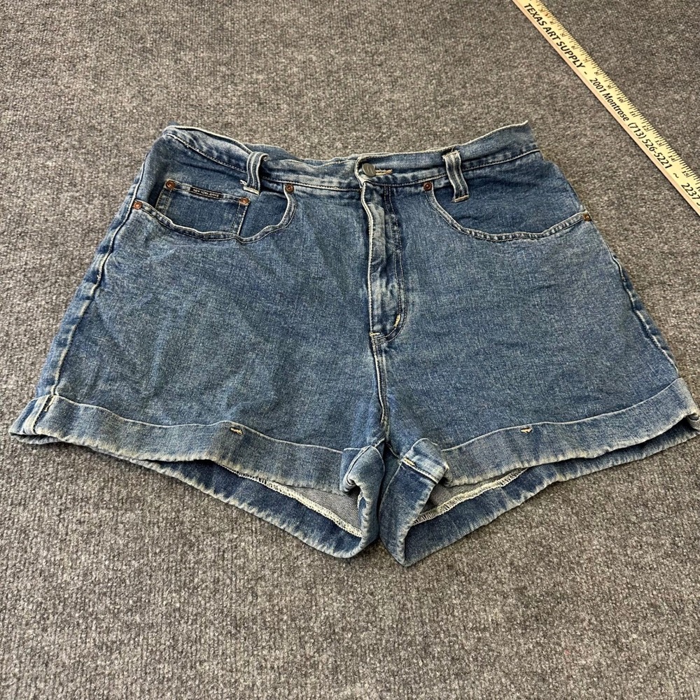 New York & Company Shorts Womens Size 14 Blue Denim Cuffed High Waisted Casual